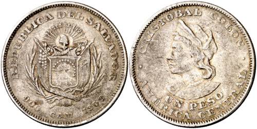 El Salvador. 1908. C.A.M. 1 peso. ... 