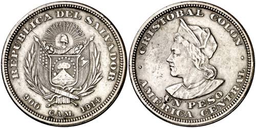 El Salvador. 1914. C.A.M. 1 peso. ... 