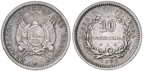 Uruguay. 1877. A. 10 céntimos. ... 
