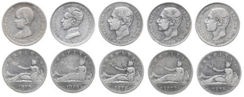 1869 a 1905. 2 pesetas. Lote de 10 ... 