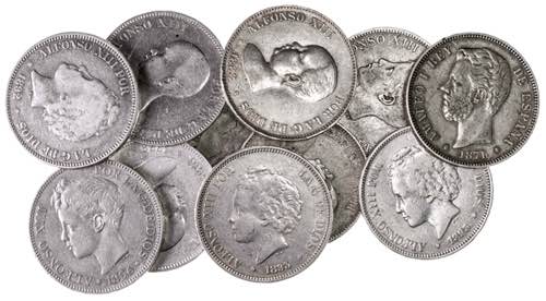 1871 a 1897. 5 pesetas. Lote de 11 ... 