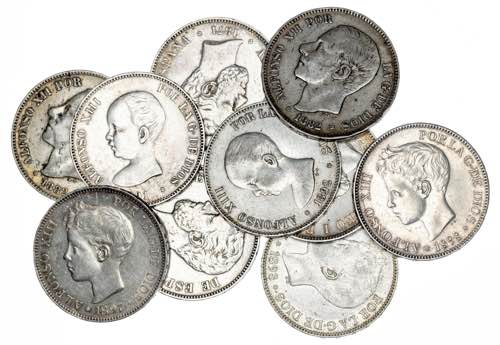 1871 a 1898. 5 pesetas. Lote de 10 ... 