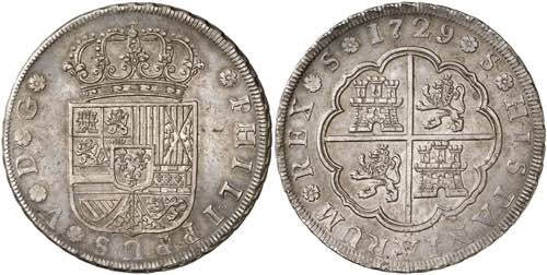 1729. Felipe V. Sevilla. 8 reales. ... 