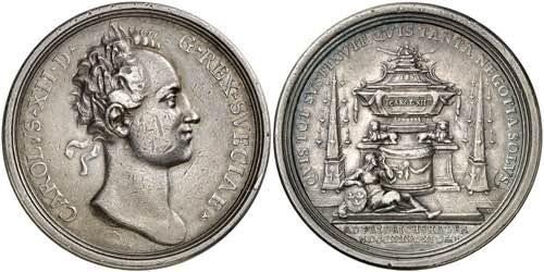 Suecia. 1718.  Carlos XII.  Muerte ... 