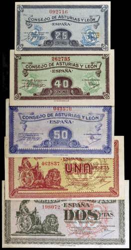 1937. Asturias y León. 25, 40, 50 ... 