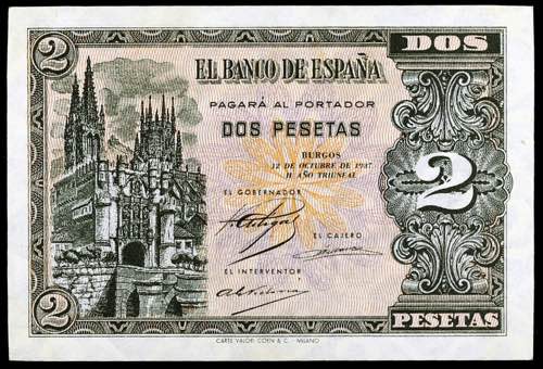 1937. Burgos. 2 pesetas. (Ed. ... 