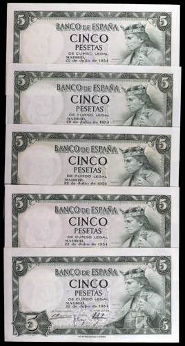 1954. 5 pesetas. (Ed. D67) (Ed. ... 