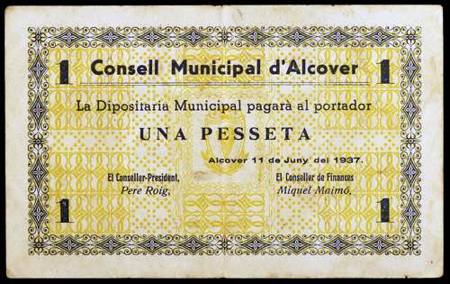 Alcover. 1 peseta. (T. 108). Raro. ... 