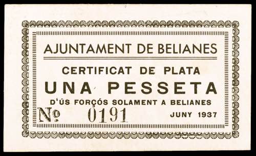 Belianes. 1 peseta. (T. 417). Nº ... 