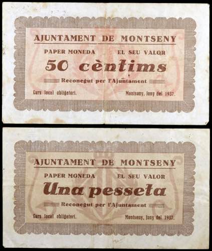 Montseny. 50 céntimos y 1 peseta. ... 