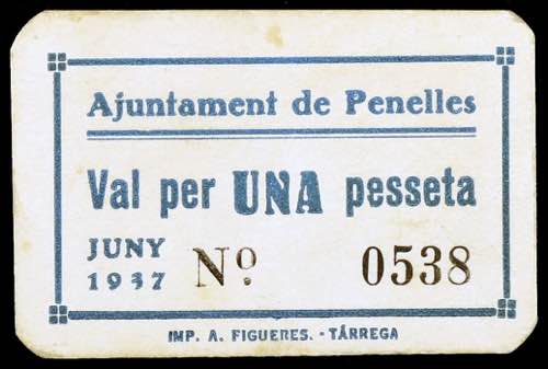 Penelles. 1 peseta. (T. 2083a). ... 