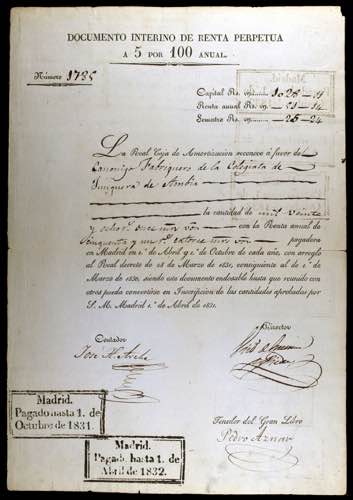 1831. Documento interino de Renta ... 