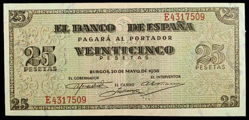 1938. Burgos. 25 pesetas. (Ed. ... 