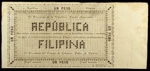 1899. República Filipina. 1 peso. ... 