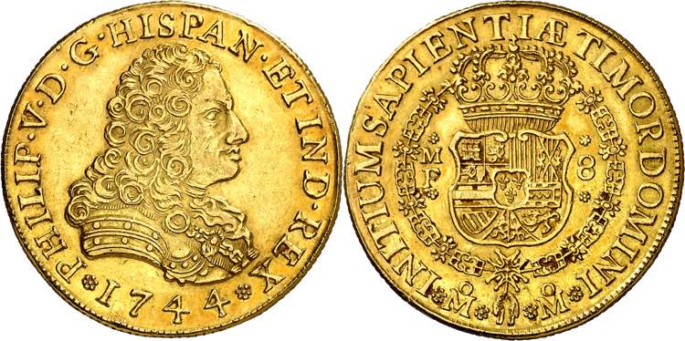 1744. Felipe V. México. MF. 8 ... 