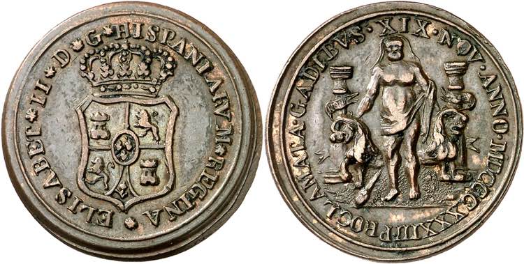 1833. Isabel II. Cádiz. Medalla ... 