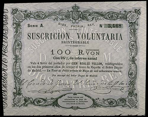 1870. La Tour de Peilz. 100 reales ... 