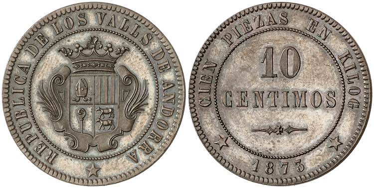 1873. Andorra. 10 céntimos. (AC. ... 