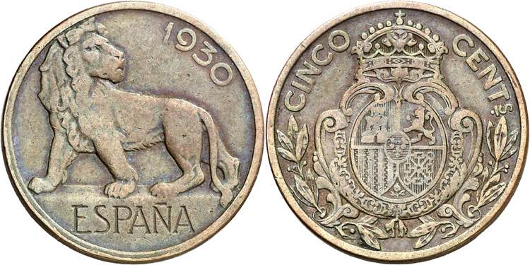 1930. Alfonso XIII. 5 céntimos. ... 