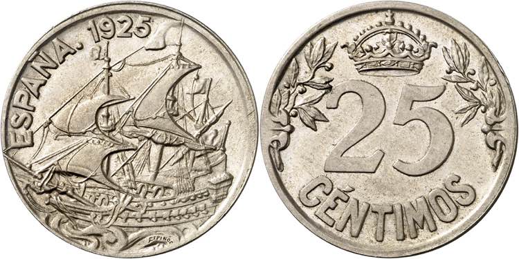 1925. Alfonso XIII. 25 céntimos. ... 