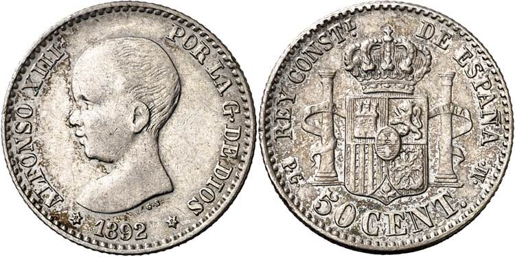 1892/82*22. Alfonso XIII. PGM. 50 ... 