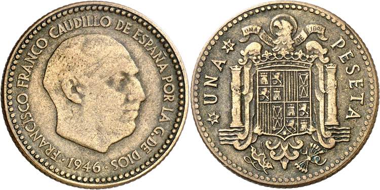 1946*1948. Franco. 1 peseta. (AC. ... 
