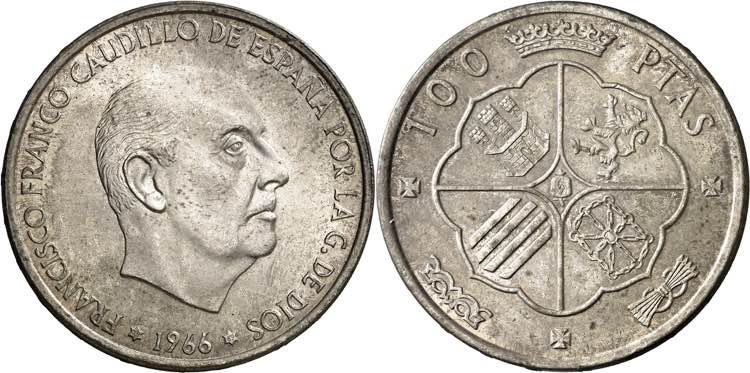 1966*1969. Franco. 100 pesetas. ... 