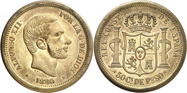1880. Alfonso XII. Manila. 50 ... 