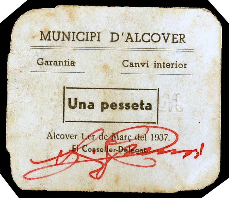 Alcover. 1 peseta. (T. 106 var). ... 