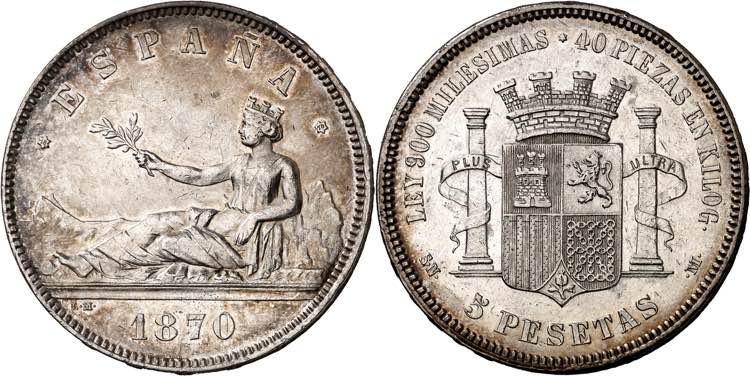1870*1870. SNM. 5 pesetas. (AC. ... 