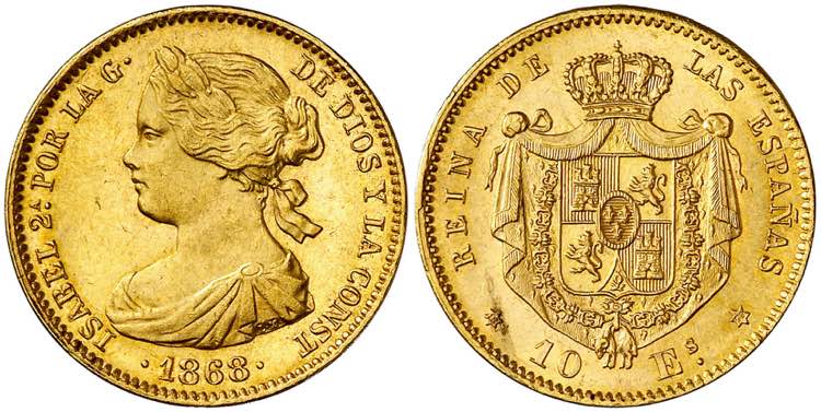 1868*1873. 10 escudos. (AC. 41). A ... 