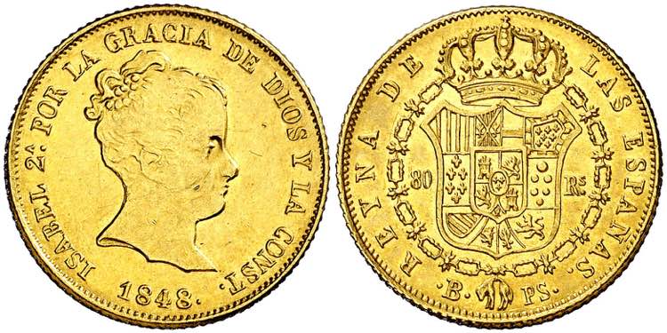 1848. Isabel II. Barcelona. PS. 80 ... 