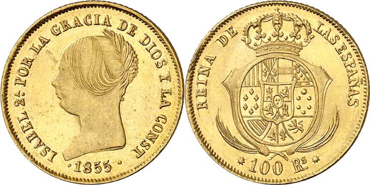1855. Isabel II. Barcelona. 100 ... 