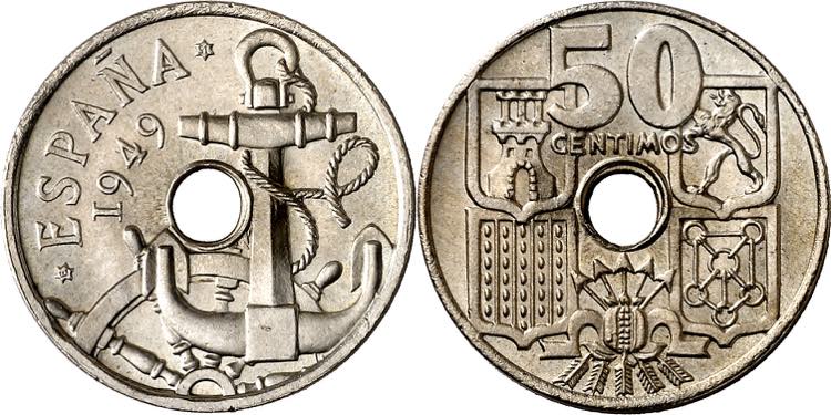 1949*E51. Franco. 50 céntimos. ... 
