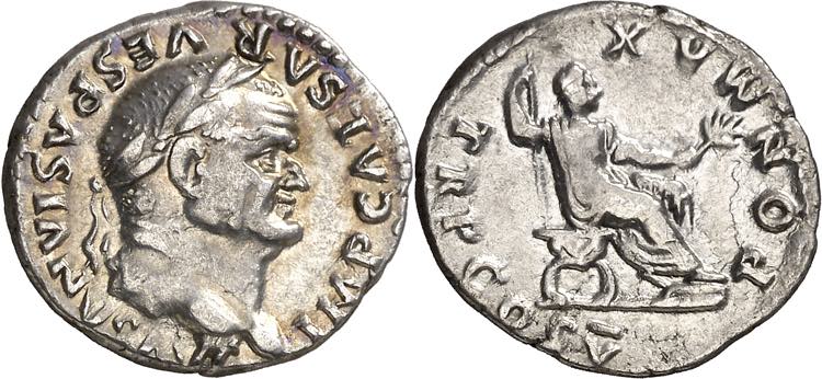 (74 d.C.). Vespasiano. Denario. ... 
