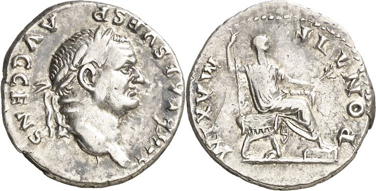 (73 d.C.). Vespasiano. Denario. ... 