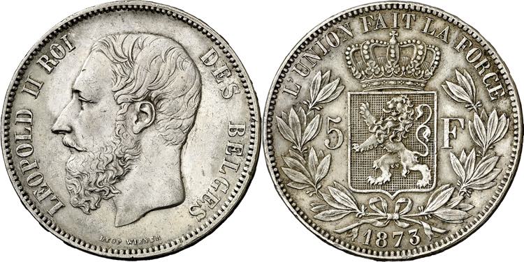 Bélgica. 1873. Leopoldo II. 5 ... 
