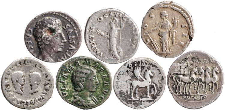 Lote de 7 denarios imperiales, dos ... 