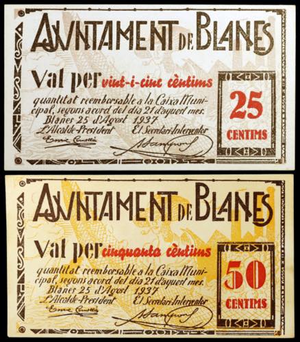 Blanes. 25 y 50 céntimos. (T. ... 