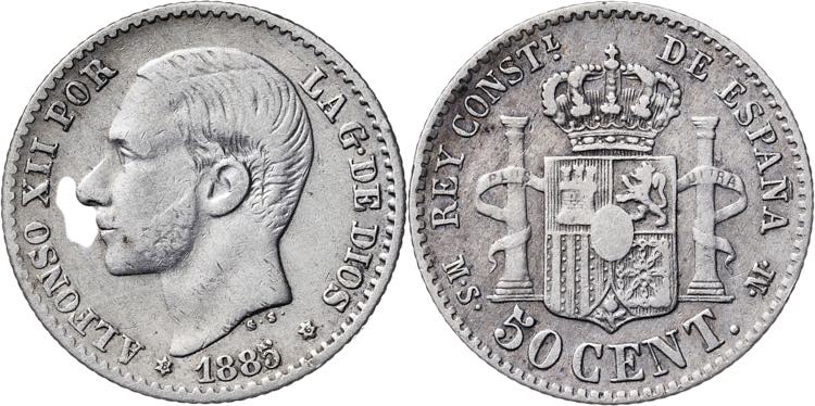 1885*86. Alfonso XII. MSM. 50 ... 