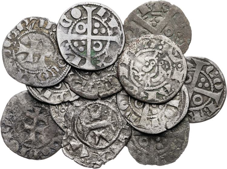 Lote de 8 dineros medievales de ... 