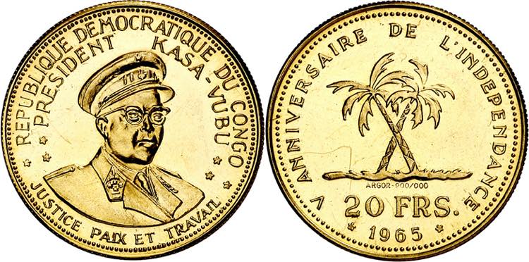 Congo. 1965. 20 francos. (Fr. 4) ... 