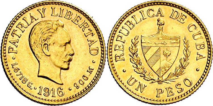 Cuba. 1916. 1 peso. (Fr. 7) (Kr. ... 