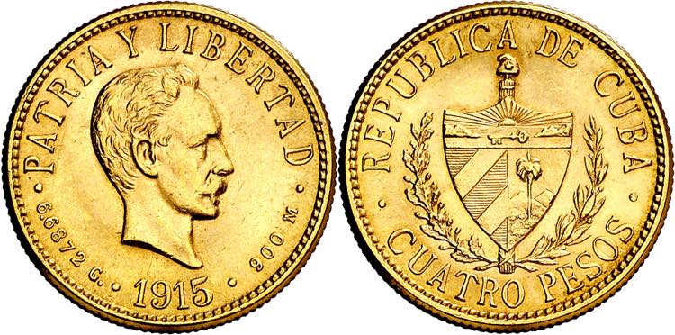 Cuba. 1915. 4 pesos. (Fr. 5) (Kr. ... 