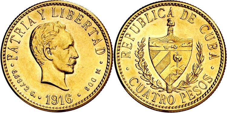 Cuba. 1916. 4 pesos. (Fr. 5) (Kr. ... 