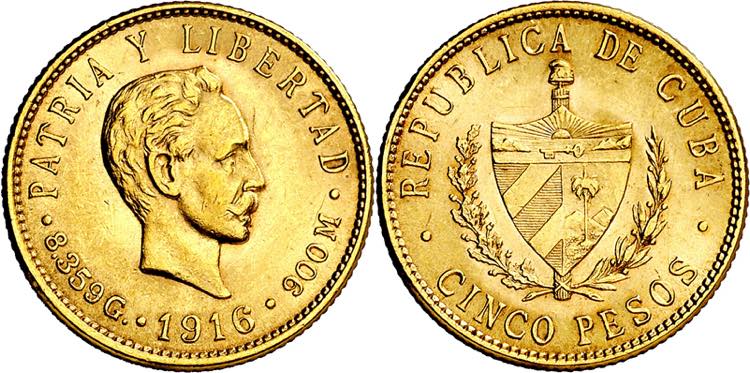 Cuba. 1916. 5 pesos. (Fr. 4) (Kr. ... 