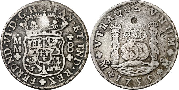 1755. Fernando VI. México. MM. 8 ... 