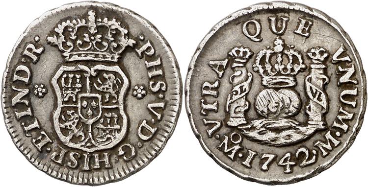 1742. Felipe V. México. M. 1/2 ... 