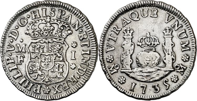 1735. Felipe V. México. MF. 1 ... 