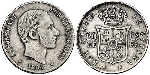 1884. Alfonso XII. Manila. 20 ... 